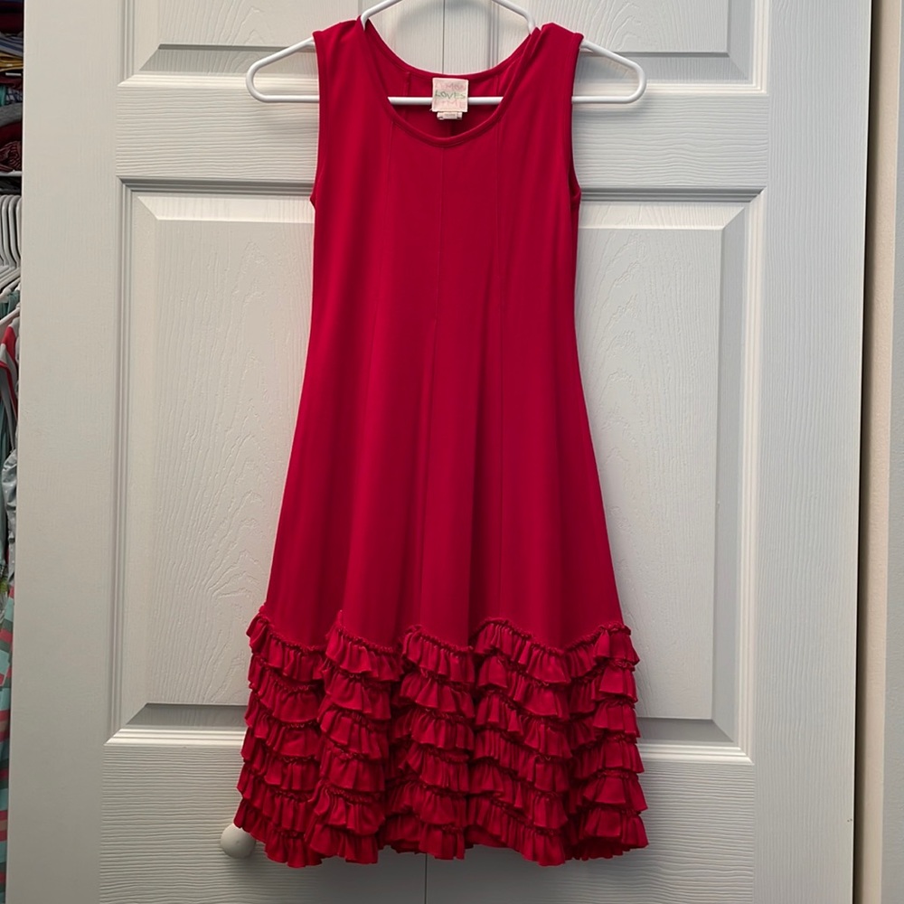 LEMON LOVES LIME Red Ruffle Tank Dress